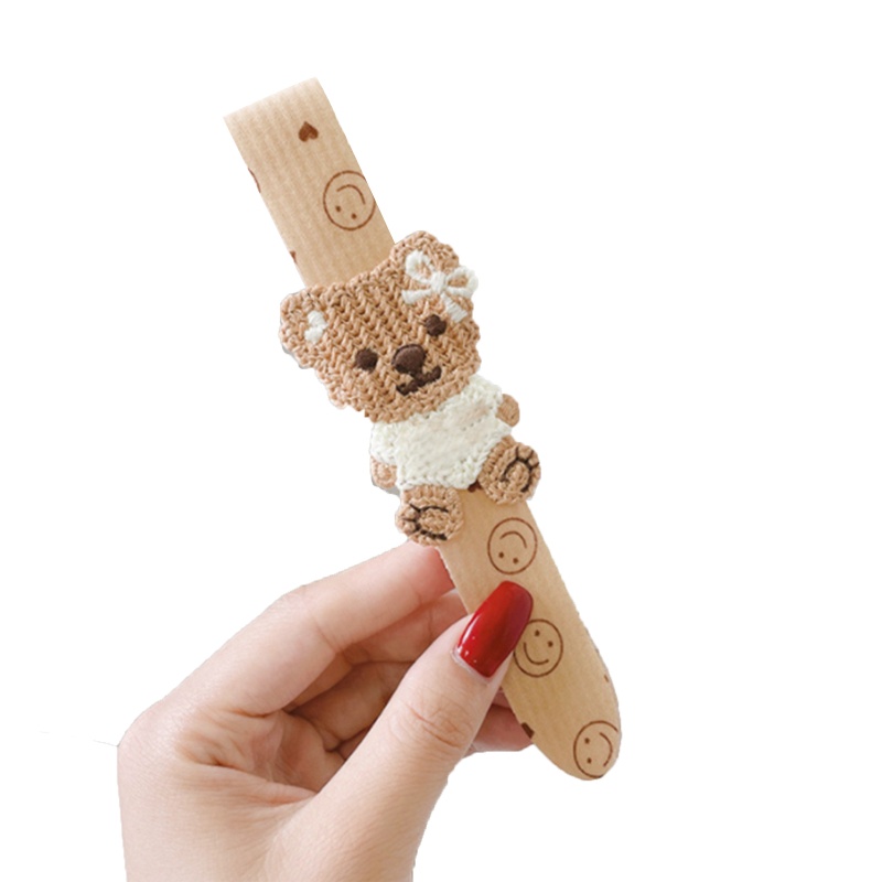 Flgo Băng Đô Handmade Mỏng In Họa Tiết Hoạt Hình Gấu Dễ Thương Thời Trang Cho Nữ