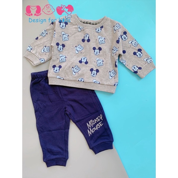 Bộ nỉ dài tay Disney baby xuất dư xịn cho bé trai và vé gái