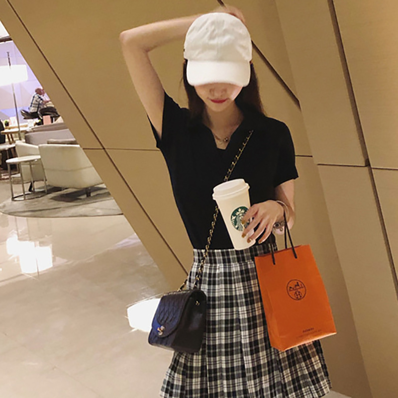 Áo thun IELGY ngắn tay cổ chữ V dáng rộng thời trang cho nữ