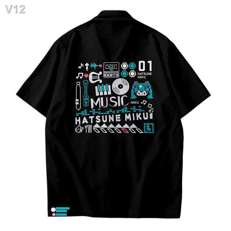 ✆✢♞Hatsune Miku Quần áo phông rời Xu hướng khoác Kimono Haori hai chiều