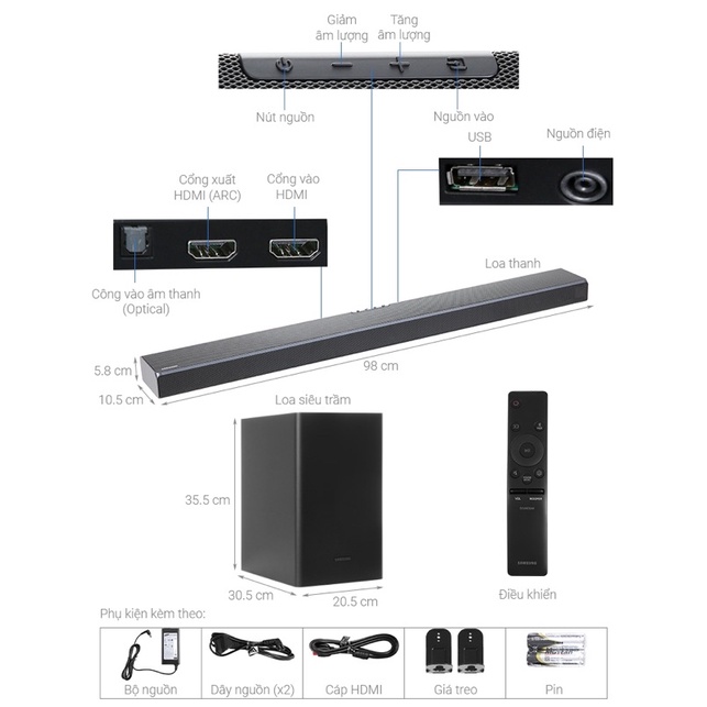 Loa Thanh Samsung HW-Q60T 5.1 360W Likenew