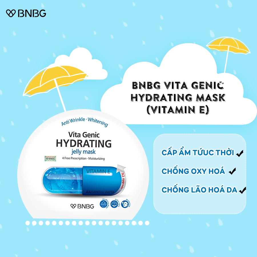 BNBG Xanh Dương [Miếng Lẻ] Mặt Nạ BNBG Vita Genic Hydrating Jelly Mask Cấp Ẩm Chống Lão Hóa [NHẬP KHẨU CHÍNH HÃNG]