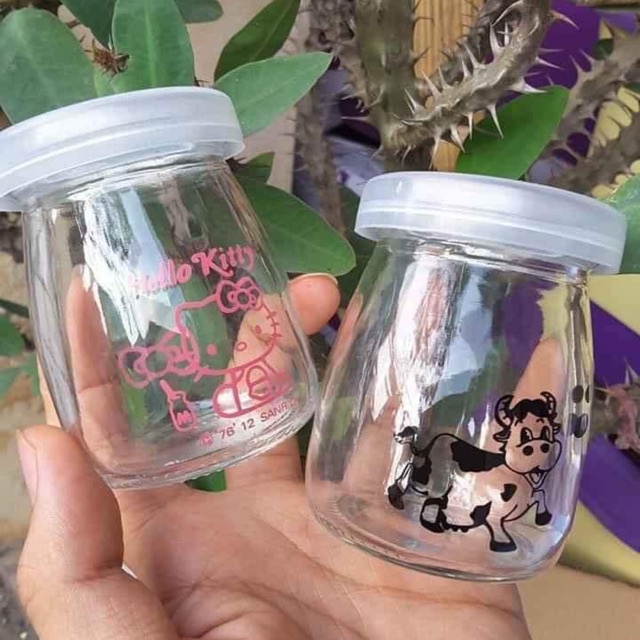 (Hàng Loại 1) Hũ Đựng Sữa Chua Thủy Tinh 100ml, 200ml in hình có nắp - Hũ yaourt, yogurt, caramen | BigBuy360 - bigbuy360.vn