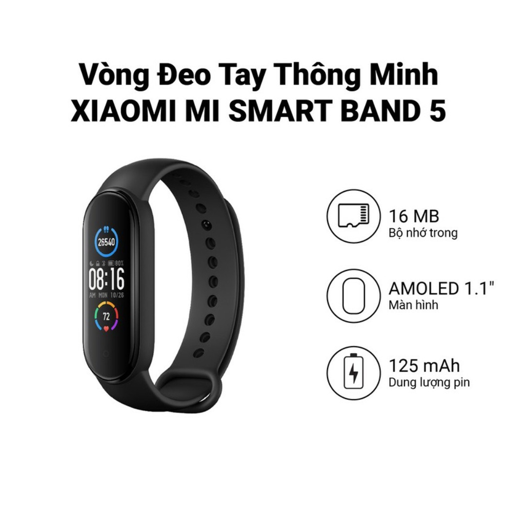 Hàng chính hãng Digiworld | Vòng Đeo Tay Thông Minh XIAOMI MI SMART BAND 5 BHR4215GL XMSH10HM