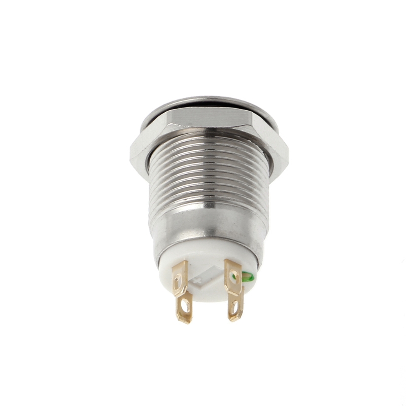 Công tắc tạm thời dạng nút bấm DC 3A 220V bằng kim loại cỡ 12mm có đèn LED dành cho tàu thủy xe ô tô