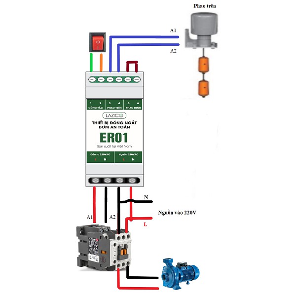 ER01 - Thiết bị đóng ngắt bơm an toàn danh cho phao tự động