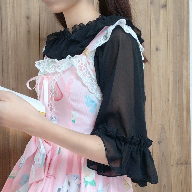 Áo Sơ Mi Voan Tay Loe Dáng Rộng Phong Cách lolita Dễ Thương Thời Trang Xuân Hè Cho Nữ
