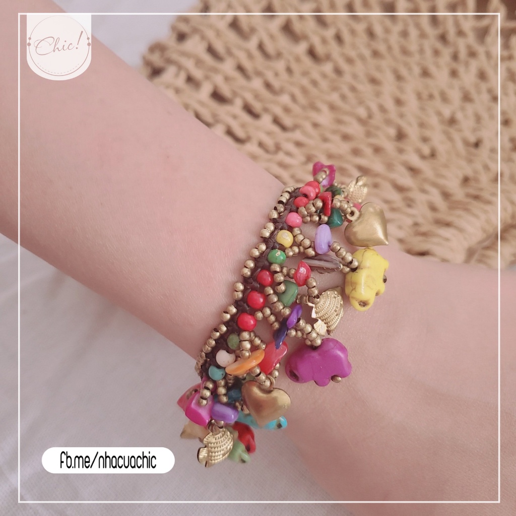 Vòng tay boho tua rua - loại voi - Lắc tay vintage phong cách bohemian