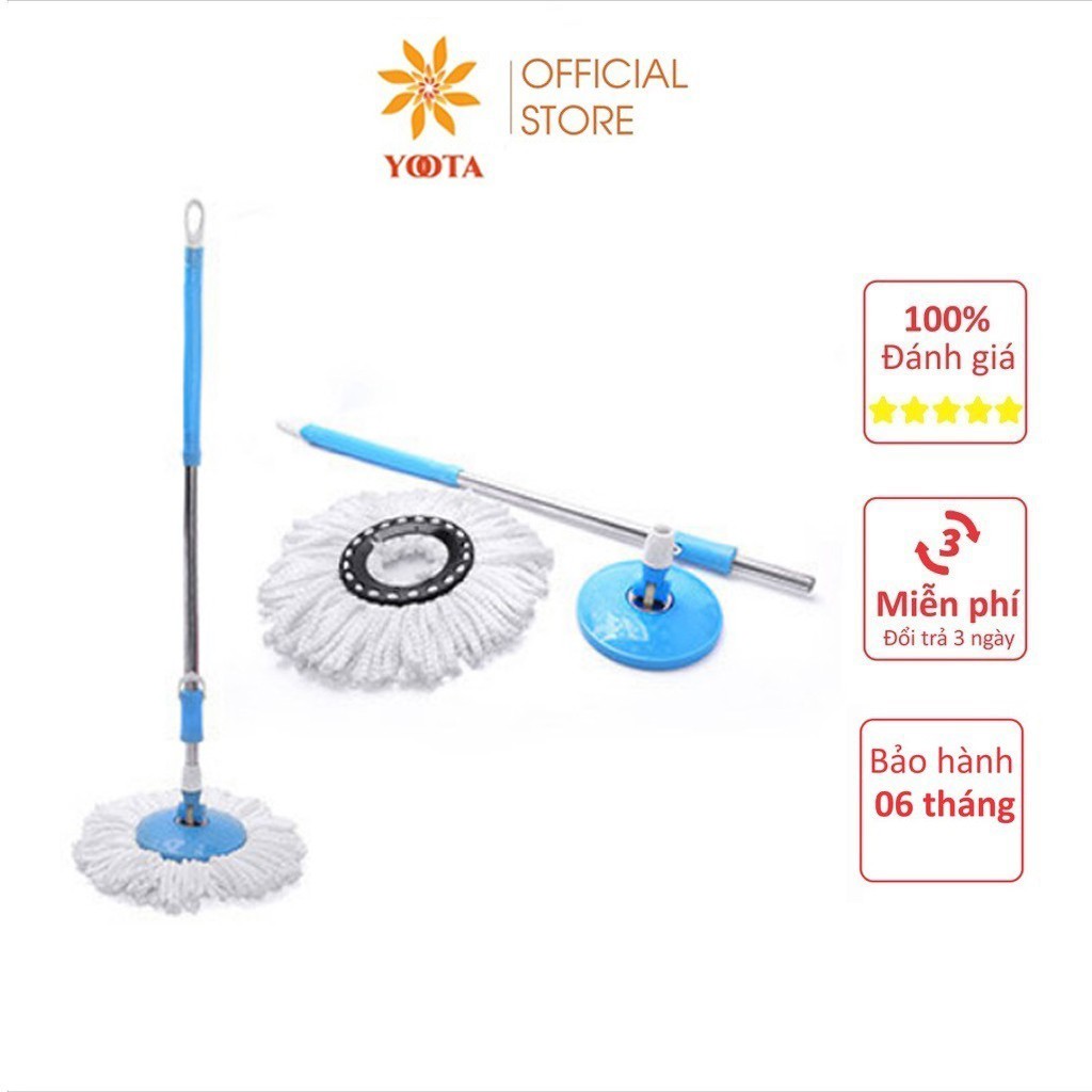 Bộ Cán Chổi Lau Nhà Thái Lan 360 Bàn Nhựa (Cây lau+bàn+bông lau)