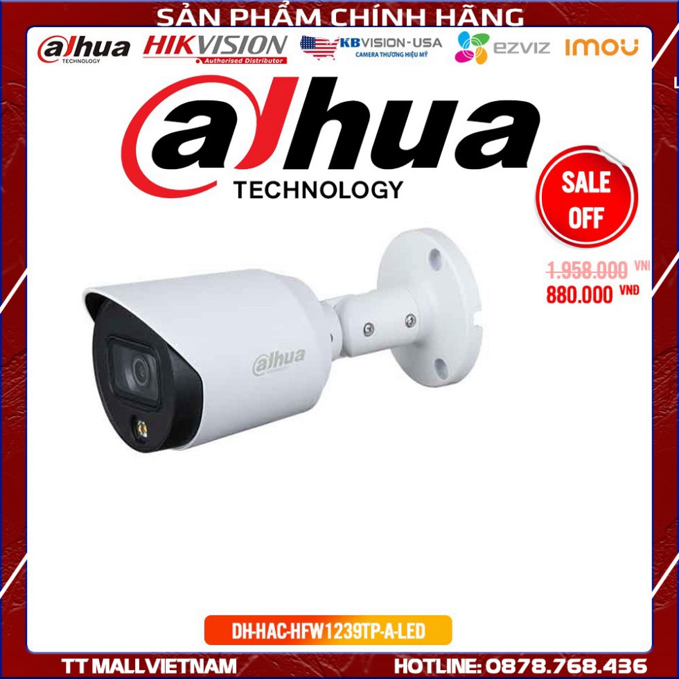 Camera Dahua DH-HAC-HFW1239TP-A-LED 2M 1080P Full H 2M 1080P Full HD - Bảo hành chính hãng 2 năm