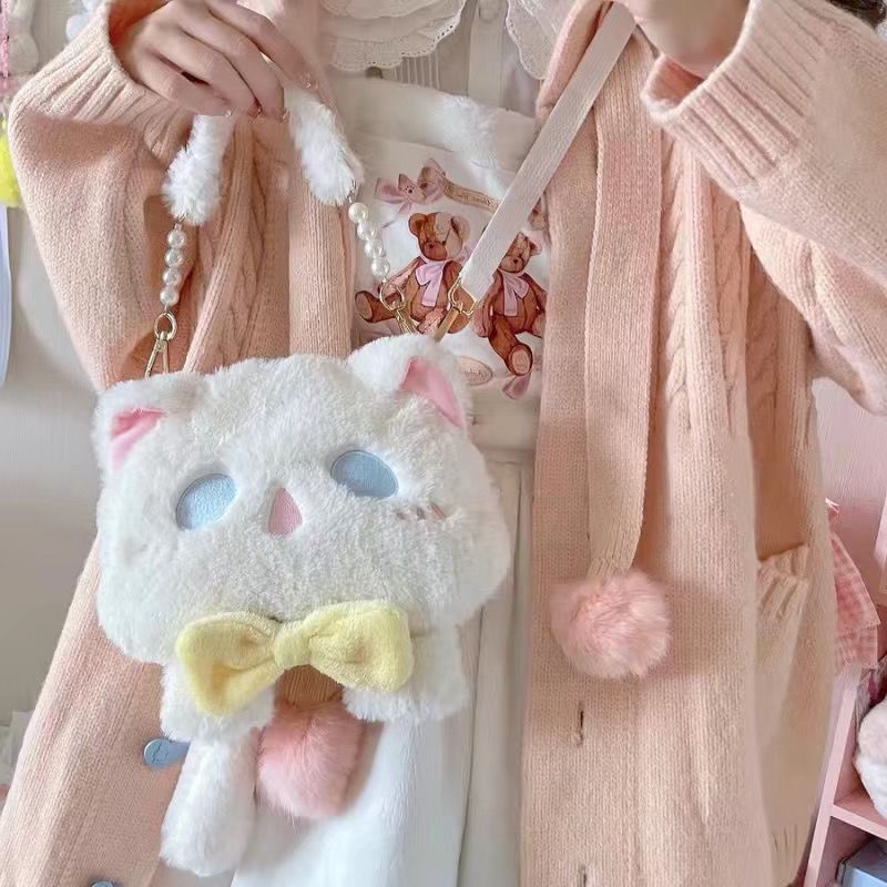 Túi Đeo Chéo Hình Mèo Ma Nhồi Bông Phong Cách lolita Thời Trang Thu Đông Mới