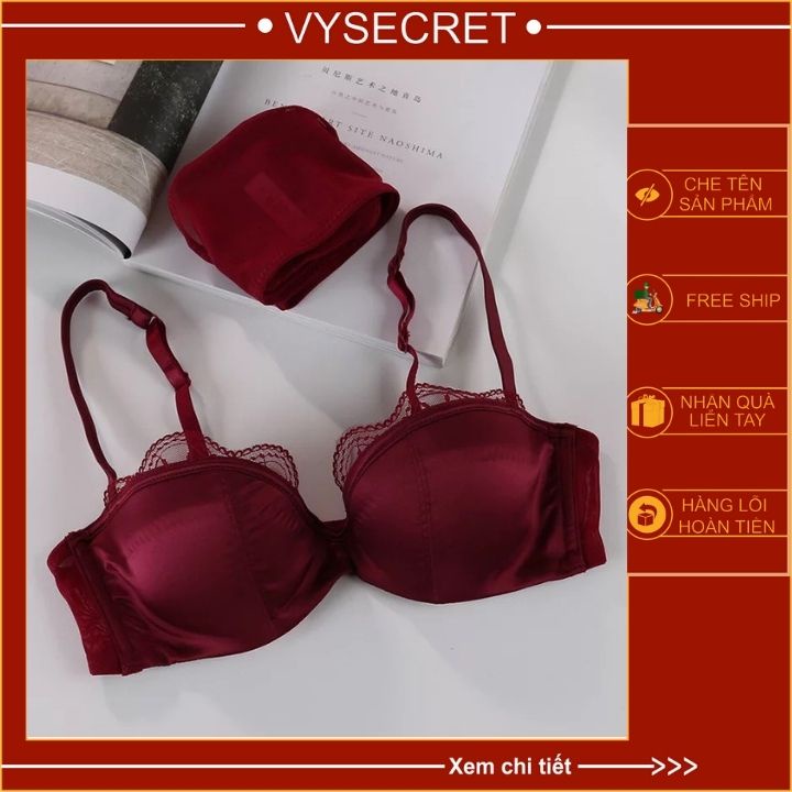 BỘ ĐỒ LÓT SATIN CAO CẤP 🍁 feeship 🍁 BỘ ÁO LÓT MUT MỎNG,CÓ GỌNG,ÔM NGỰC QUYẾN RŨ C1235