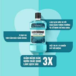 Nước súc miệng diệt khuẩn giữ hơi thở thơm mát Listerine Cool Mint 750ml/chai