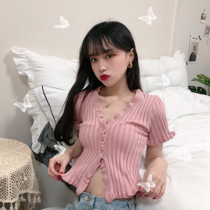 áo len dệt kim hot girl ngắn tay | BigBuy360 - bigbuy360.vn