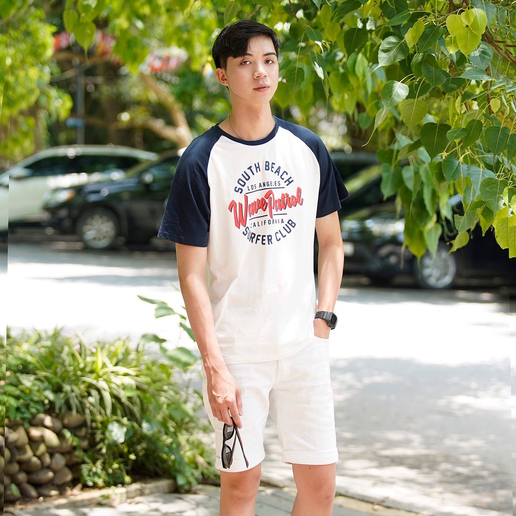 Áo phông nam SAYME tay raglan vải thun cotton co giãn, set gia đình đi biển đi chơi đều đẹp MCTS0020