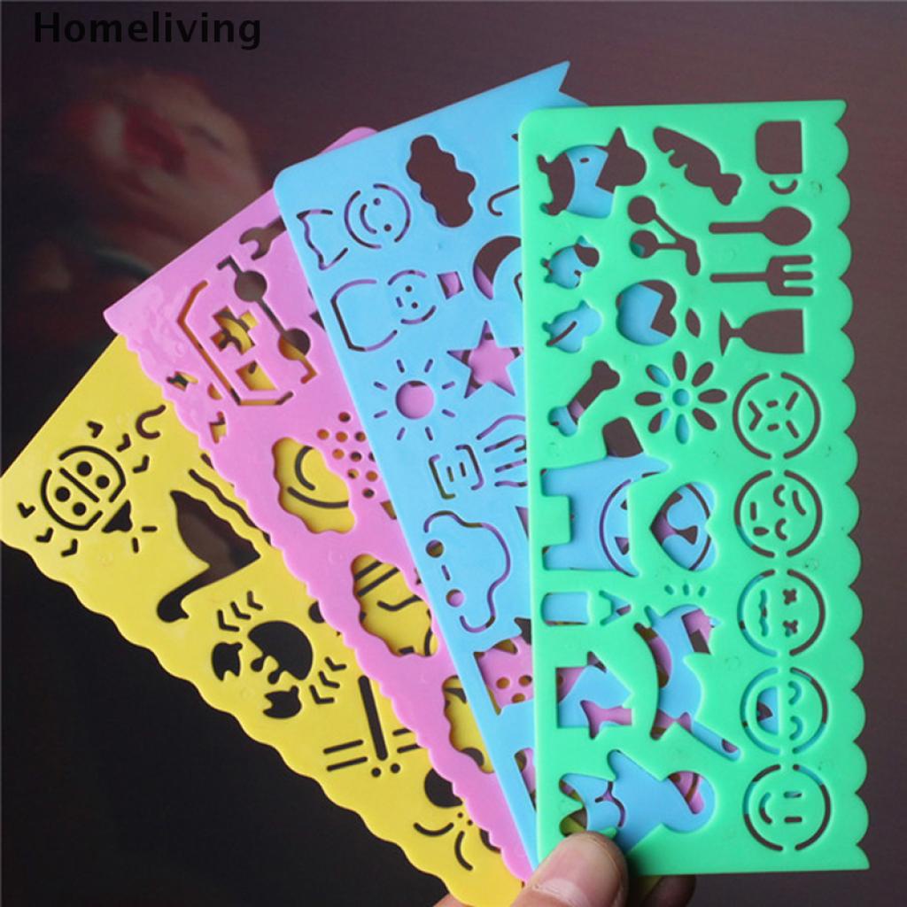 Bộ 4 Thước Khuôn Vẽ Hoạt Hình Kiểu Hàn Quốc Dễ Thương