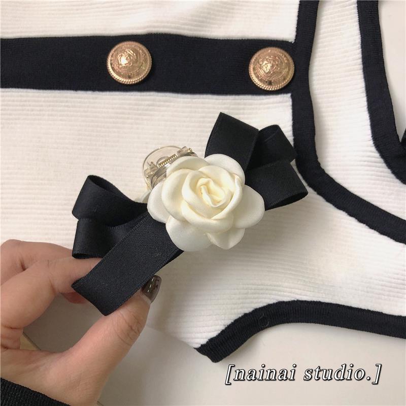 Kẹp Tóc Hình Nơ Màu Đen Phong Cách Pháp Thanh Lịch Cho Nữ