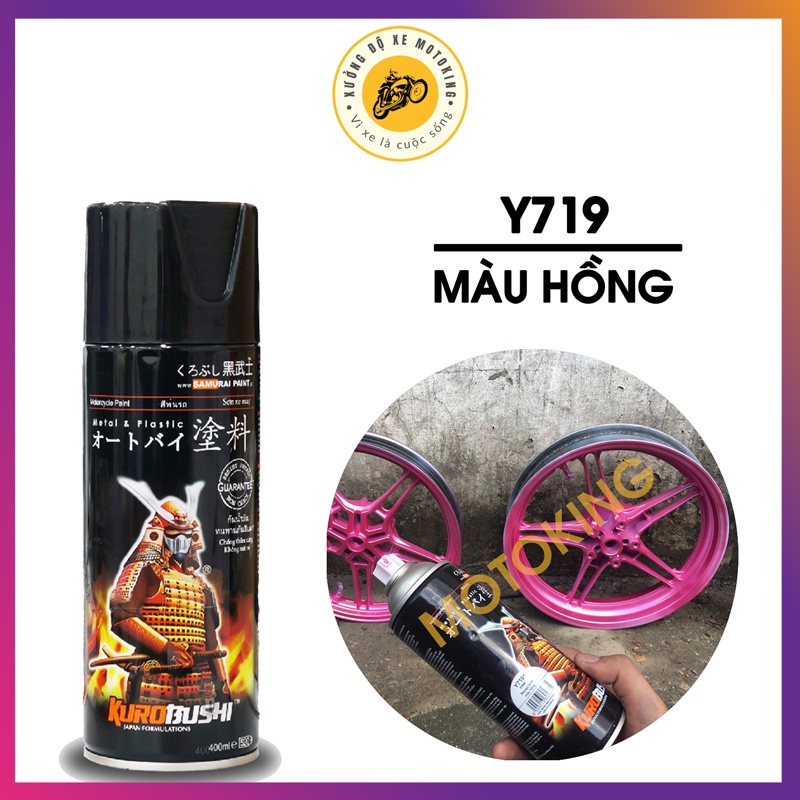 Sơn Samurai màu hồng Y719 - chai sơn xịt cao cấp dành cho sơn xe máy