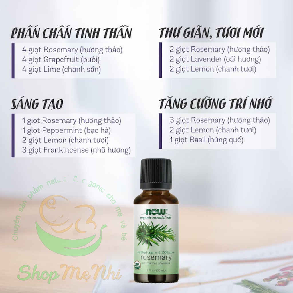 Tinh Dầu Hương Thảo Nguyên Chất Hữu cơ Now Foods Essential Oils Rosemary 30ml -