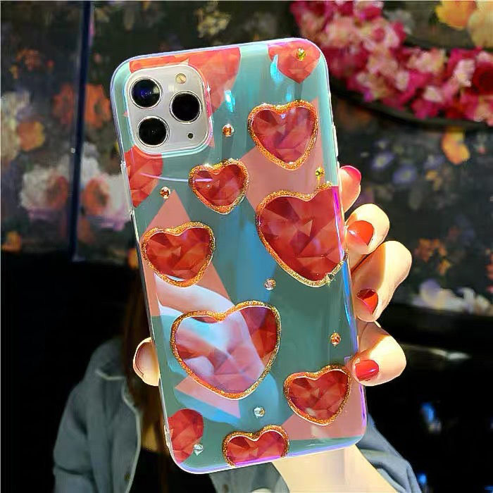 Ốp Lưng Trái Tim Đính Đá Cho Điện Thoại iPhone 7 8 x xr xs 11 12 13 14 pro max