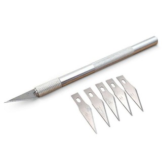 Dao trổ, khắc thủ công cán tròn kèm 6 lưỡi dao