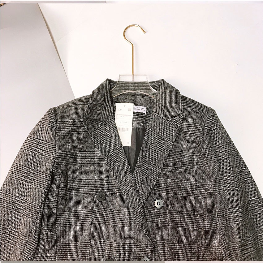 ÁO BLAZER KẺ CARO GHI ĐEN HÀNG VNXK SIZE S M L | BigBuy360 - bigbuy360.vn