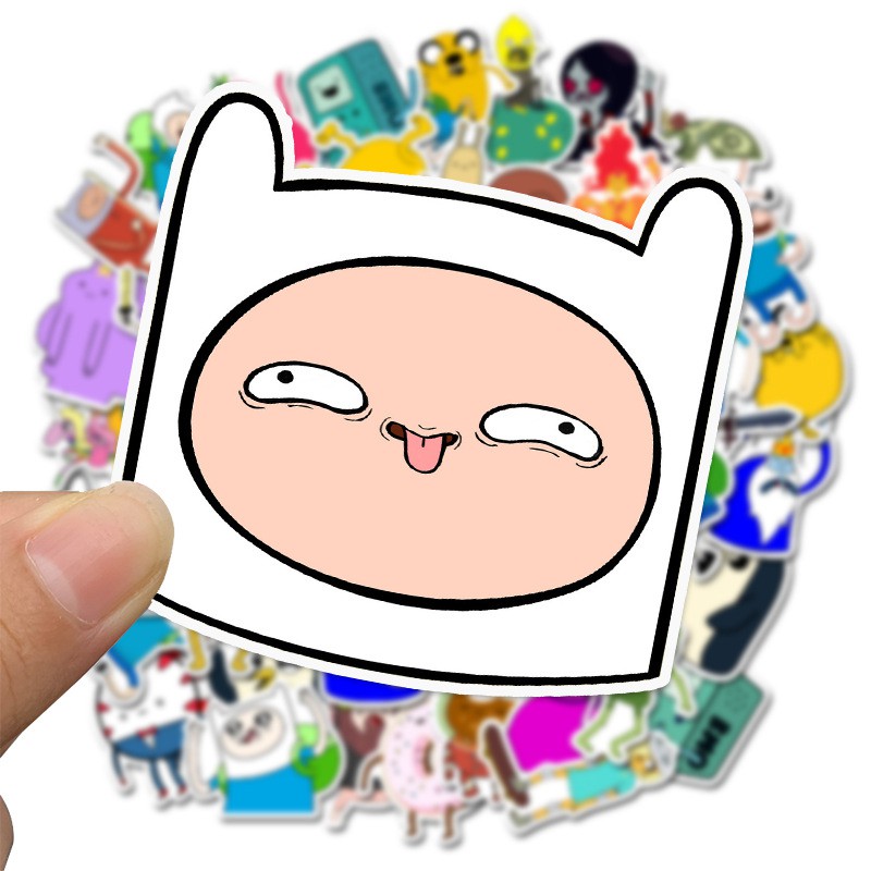 Set 50 miếng sticker dán trang trí chống thấm hình Adventure Time dễ thương