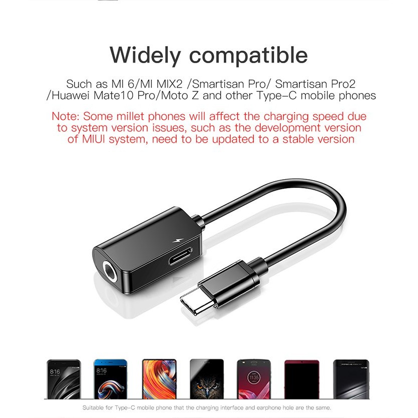 Jack Chuyển Đổi type C 2 Trong 1 Baseus ( 1 đầu USB-C + 1 đầu 3.5mm ) Chính Hãng 2019