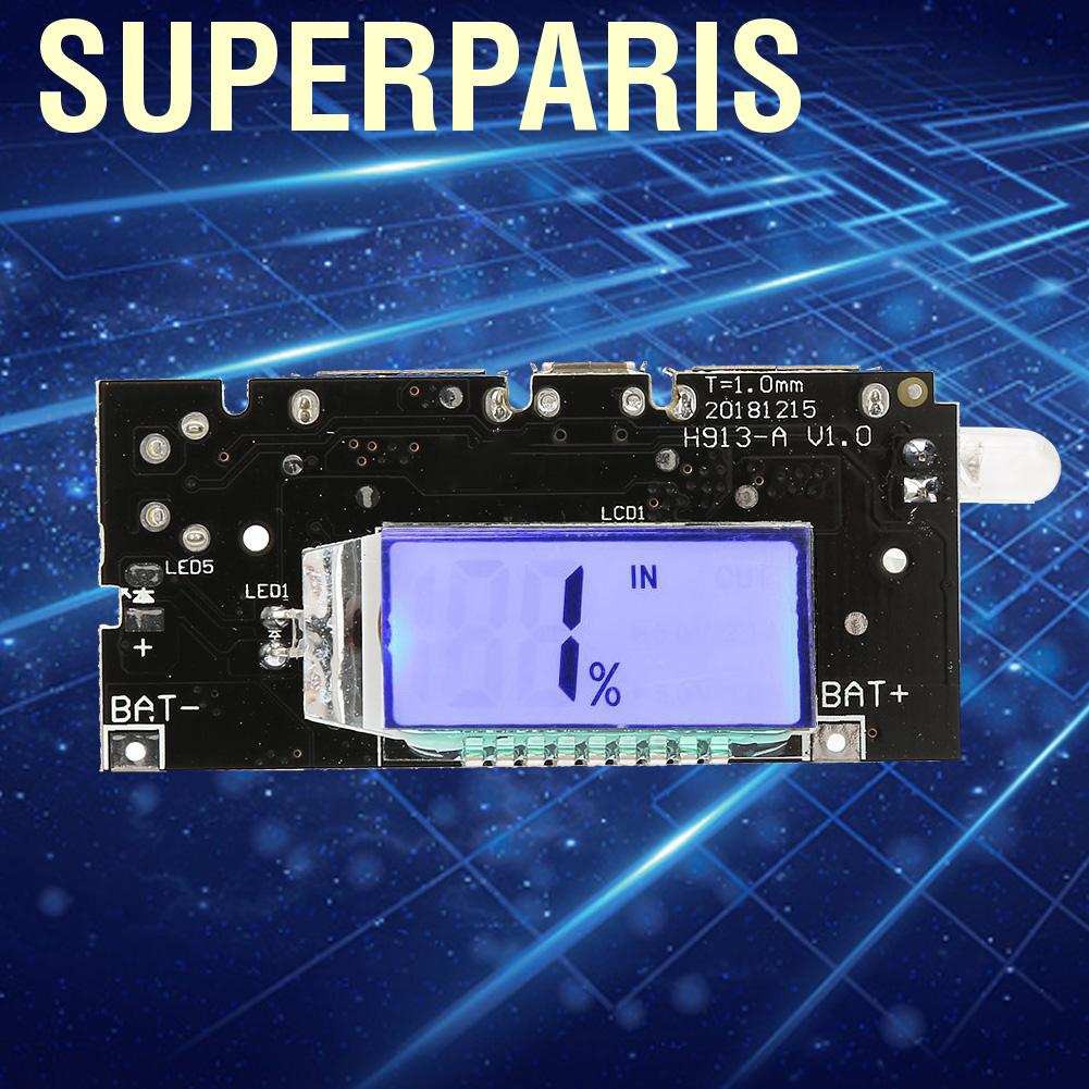 Superparis Dual USB 5V 1A/2.1A LCD Power Bank 18650 Lithium Battery Charger DIY Module