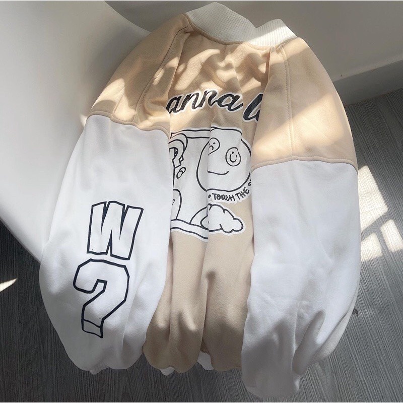 Khoác nỉ ngoại bomber in hình unisex &lt; 70kg