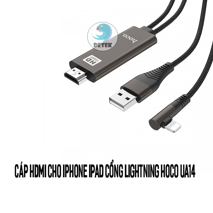 [ HOT SALE ] Cáp HDMI cho iPhone iPad cổng Lightning Hoco UA14 dài 2.0m (đen) siu bền