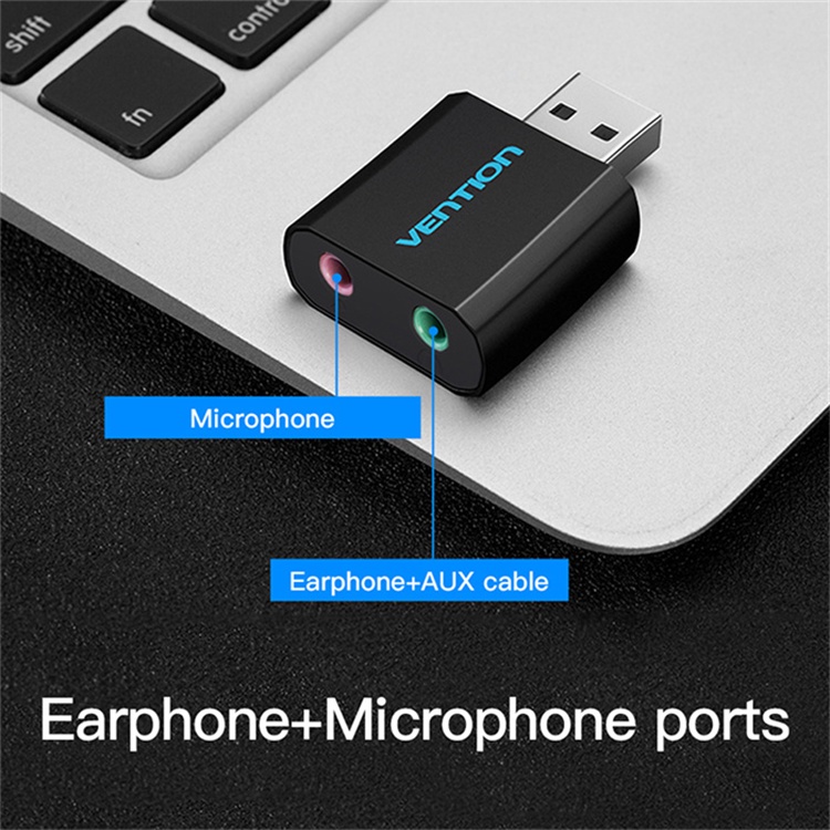 Vention Đầu chuyển cổng kết nối  giao diện USB sang 2 giắc âm thanh cho máy tính