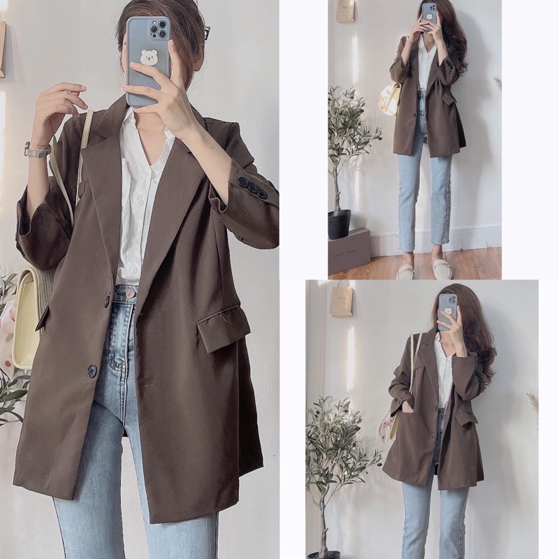 [Ảnh thật/Video Blazer Retro 2 lớp phong cách Âu Mỹ Áo vest tông màu độc lạ