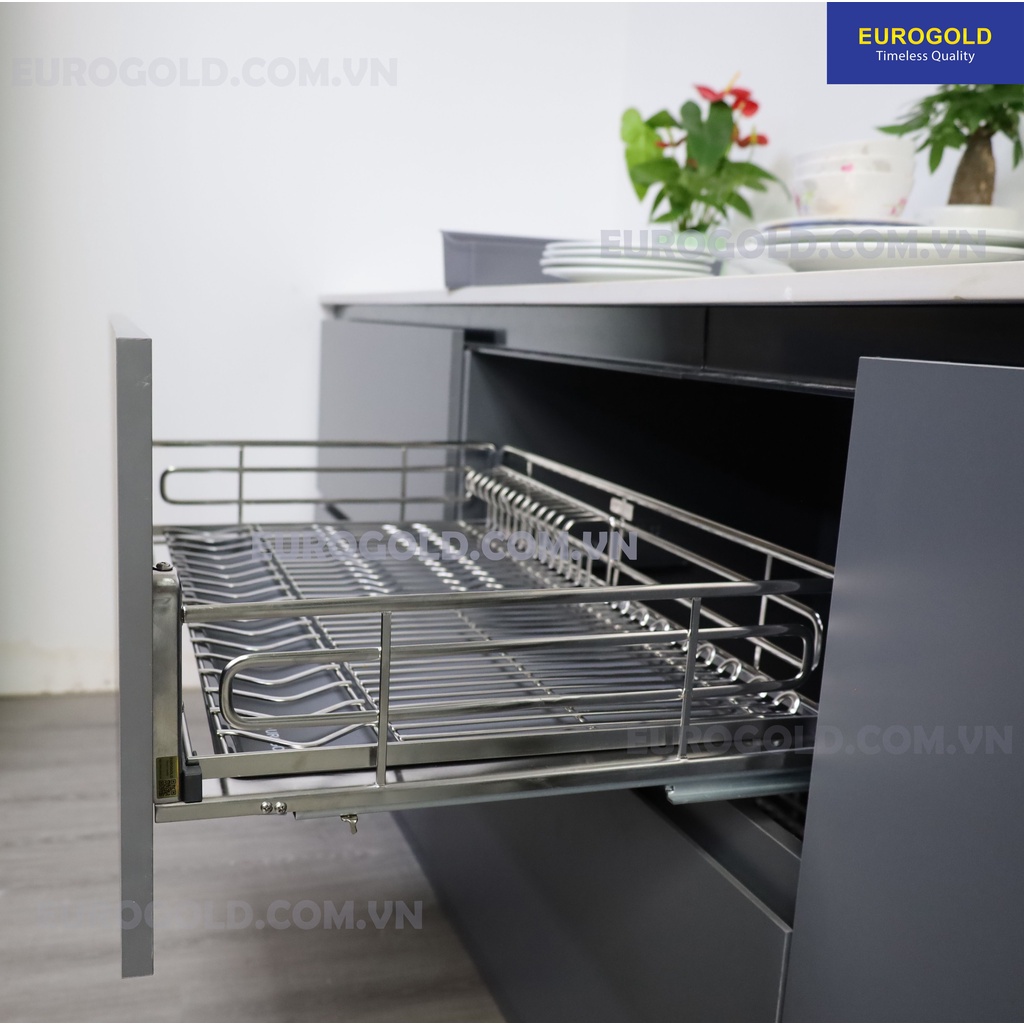Kệ xoong nồi EUROGOLD inox 304 nan oval, Giá để xoong nồi tủ bếp thông minh, Phụ kiện tủ bếp Myhouse