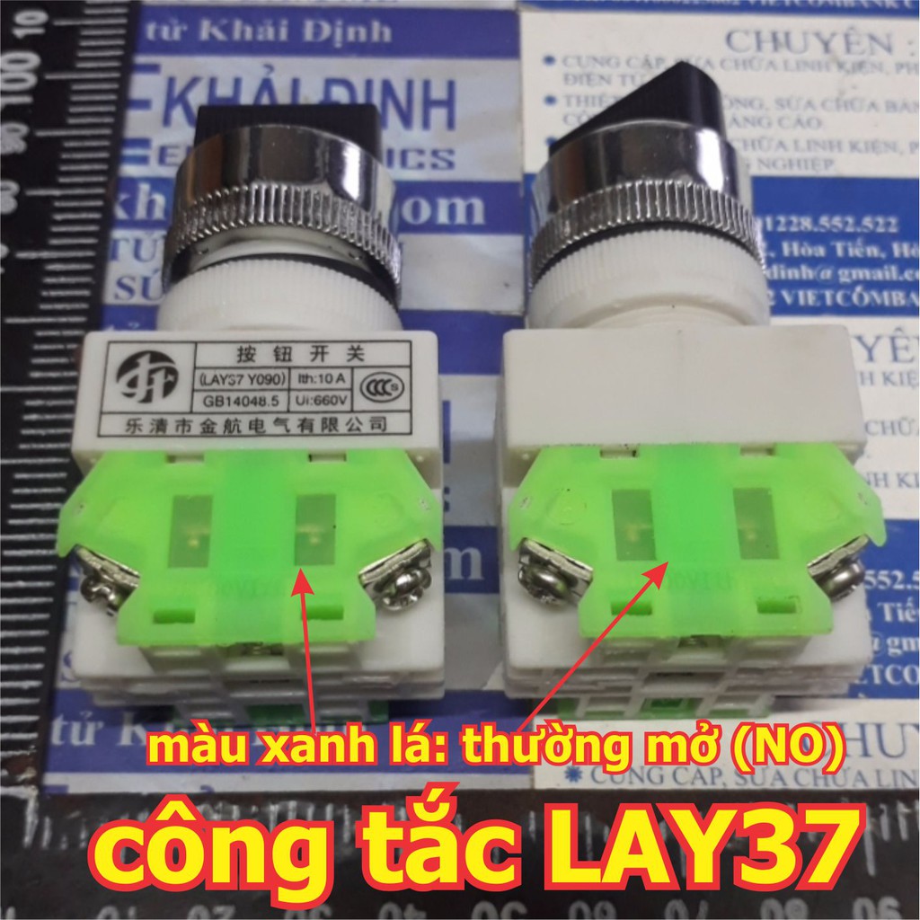 2 cái Công tắc xoay tủ điện ON/OFF, tự giữ LAY37 Y090, 2 chiều, 2 thường mở, phi 22mm kde5610