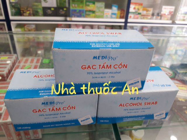 Gạc tẩm cồn 70% hộp 100 miếng