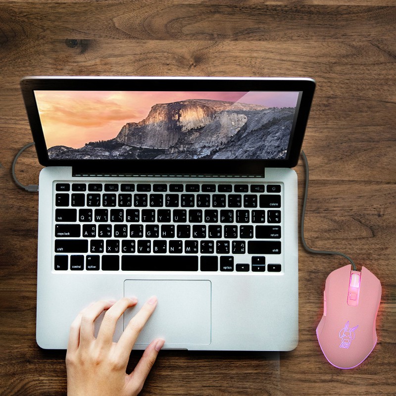 Chuột máy tính màu hồng có dây xinh xắn