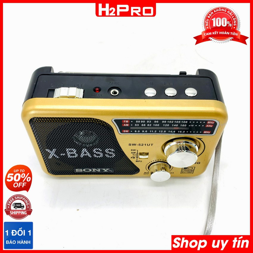 Đài radio cho người già, đài radio Sony 521U FM-AM-SW,USB,thẻ nhớ,AUX,đèn-pin sạc (quà 50k pin sạc 18650)-Shop H2pro