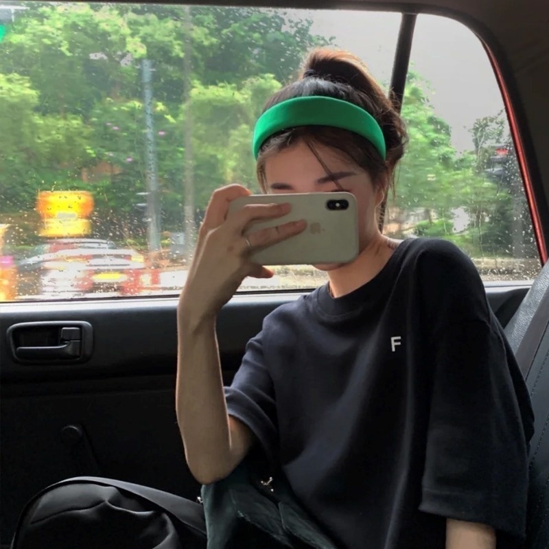 Băng Đô Cài Tóc Bản Rộng Đính Nút Màu Xanh Lá Cây Phong Cách Hàn Quốc Thời Trang Cho Nữ dreamdiary dreamdiary dreamdiary