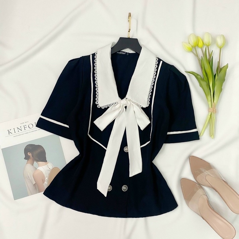 [ SALE XẢ ÁO KIỂU BIGSIZE THIẾT KẾ]phối nơ trắng Hottrend