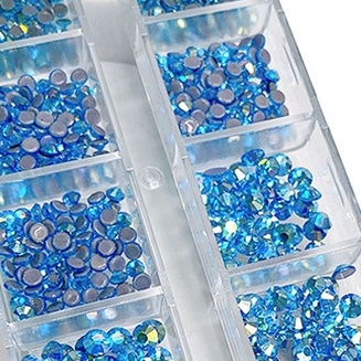 Đá Nail Chân Keo Khay Mix Size Màu Xanh Biển Trang Trí Móng ANGELICA CK58