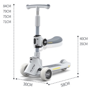 Xe  trượt scooter   MIJAQI 2 in 1 ,xe chòi chân cho bé có đèn phát sáng có nhạc kết nối Bluetooth tải trọng 100kg.