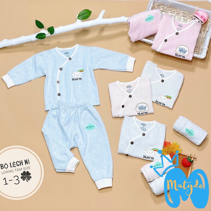 Quần áo sơ sinh bé trai bé gái mùa đông cao cấp chất vải an toàn đồ sơ sinh cho bé Hi mom cúc chéo SS13