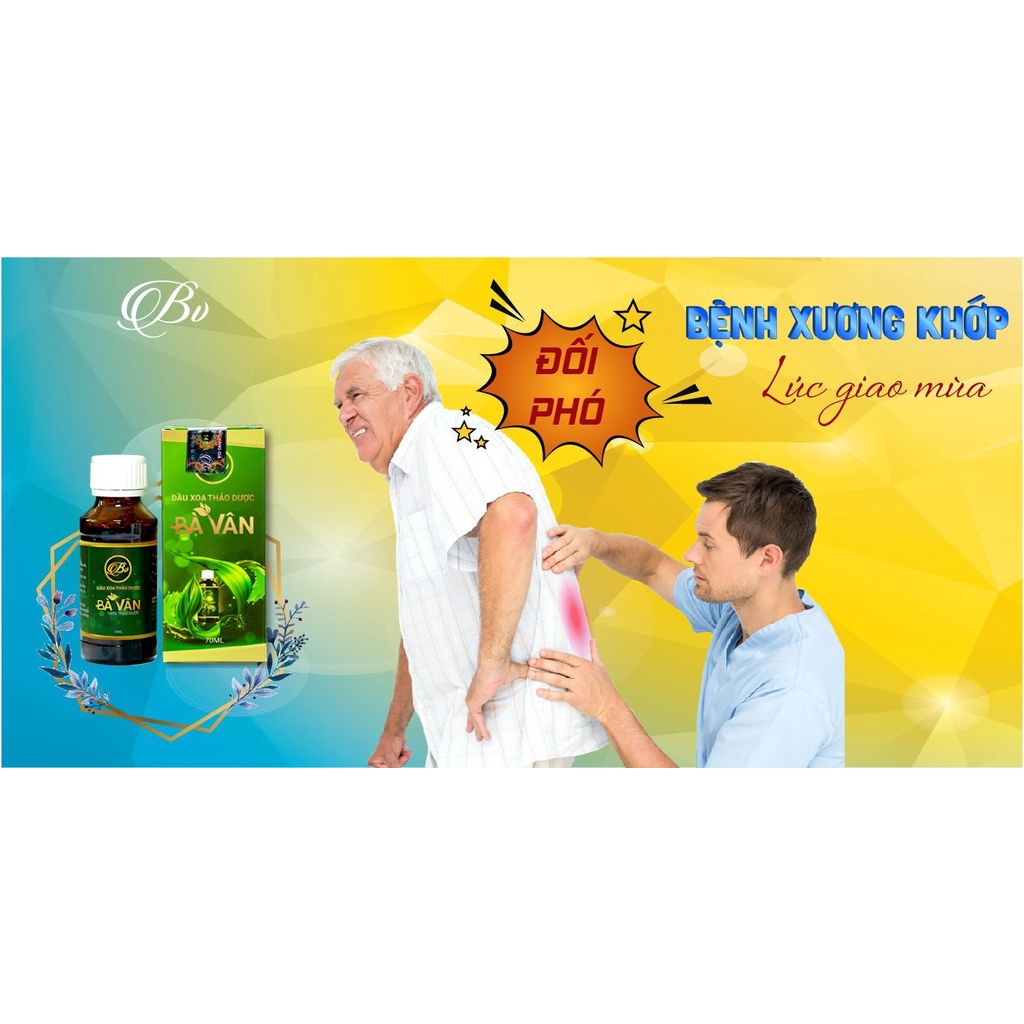 Dầu xoa bóp thảo dược Bà Vân, Xoa Bóp Dược Liệu Giảm đau nhức mỏi cơ Cảm Cúm, 70ml