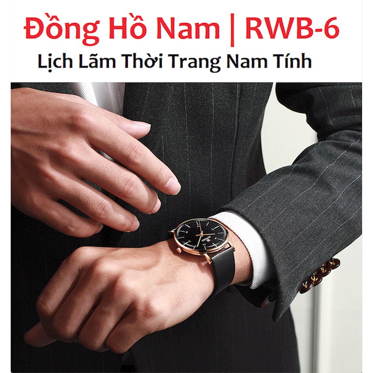 Đồng hồ nam Reward RWB6 RWB7 mặt kính chống xước size 40 dây da lịch lãm thời trang nam tính