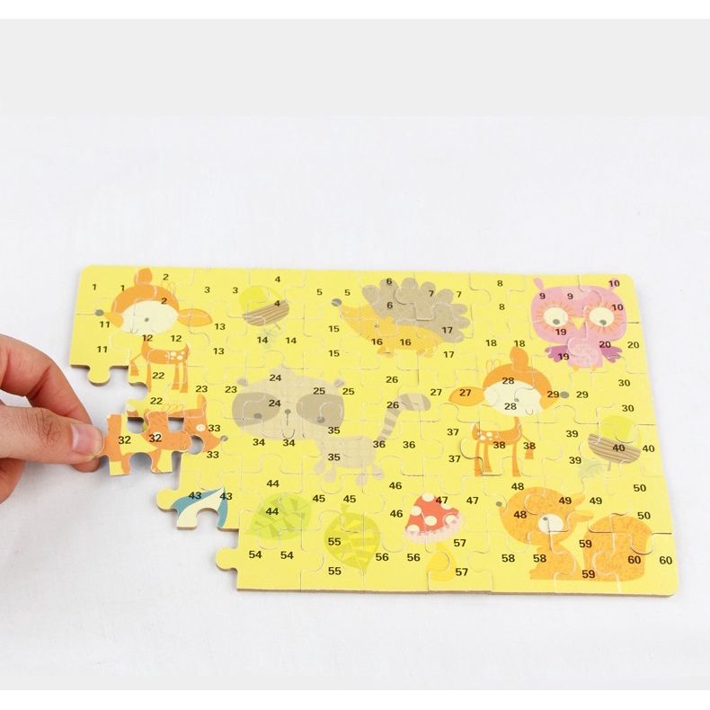Bộ xếp hình 60 miếng Puzzle hộp sắt cao cấp cho bé