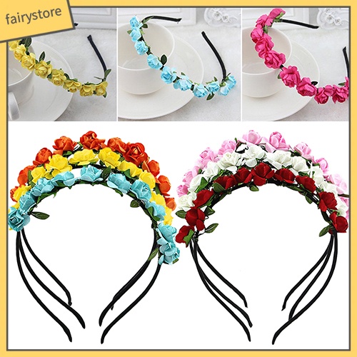 Băng đô cài tóc đính hoa hồng xinh xắn thời trang