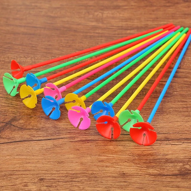 Bộ 100 cái que và đế cắm bong bóng trang trí tiệc bằng nhựa màu trắng