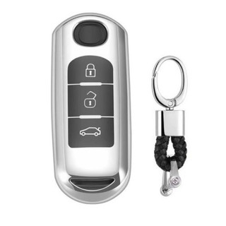 ỐP BỌC CHÌA KHÓA MẠ CROM XE MAZDA 2, 3, 6, CX5 KÈM MÓC ĐEO INOX