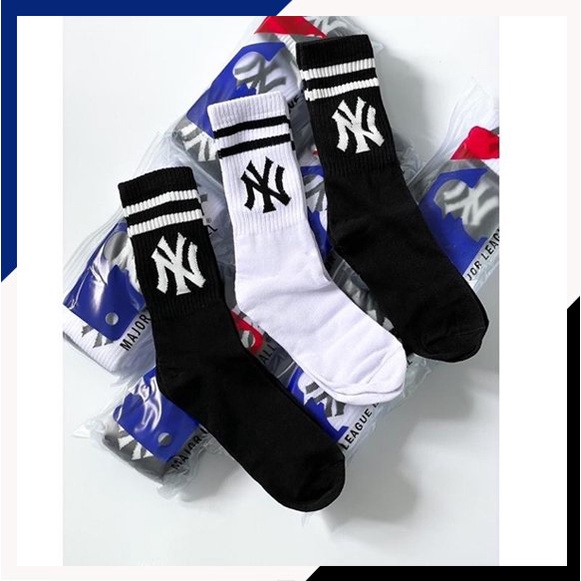 Vớ/Tất Cổ Cao Hàn Quốc NY,LA,BS 2 Màu💖FREESHIP💖Tất Cổ Cao Phối Giày - Newyork Yankee Sọc Ngang,thể thao,nam nữ,MLB, Nike